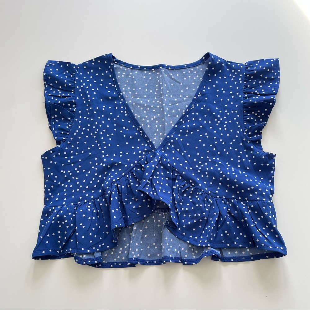 Blue Polkadot crop top